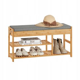  SoBuy Bench with Storage Space 90 x 45 x 30 cm, Grey Shades