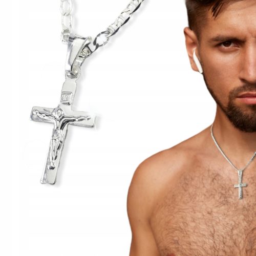  CHAIN WITH CROSS 925 SILVER CROSS LENGTH 55cm GUCCI WEAVE BOX