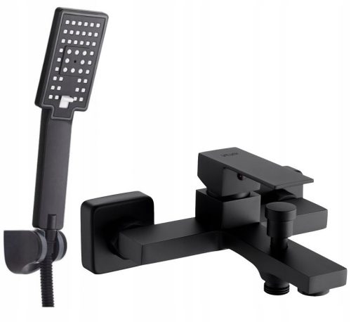 Wall-mounted single-lever bathtub faucet Valvex ARS BLACK black + Cubic range surface-mounted shower set