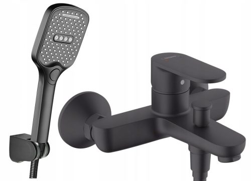 Wall-mounted single-lever bathtub mixer Hansgrohe Vernis Blend black + EMOS range of exposed shower sets