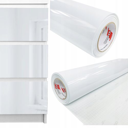  White glossy furniture veneer for furniture doors, 200 cm