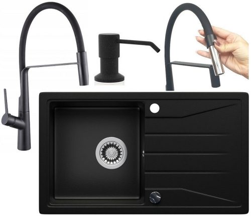 Teknoven FES single-bowl sink, black granite