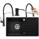 Teknoven FES single-bowl sink, black granite