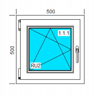 PVC WINDOW 500x500 RU WHITE, LEFT