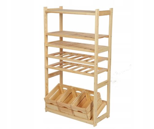  Wooden storage rack Wamar-Sosenka 124.2 x 70 x 33 cm, max. 50 kg per shelf