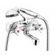 Two-handle wall-mounted bath and shower faucet KFA standard chrome fittings