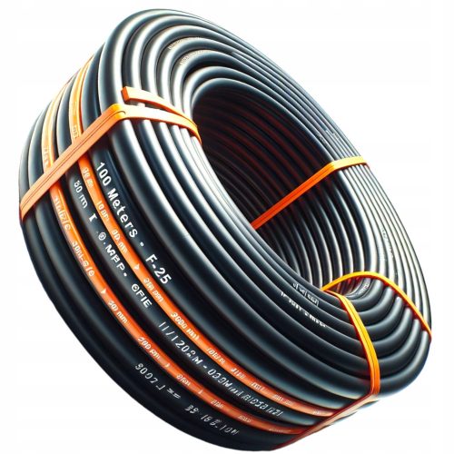  IRRIGATION INSTALLATION PIPE, FULL HOSE CONNECTIONS, THICK CABLE FI25 PE 100 m