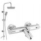 Two-handle wall-mounted bath and shower faucet Deante Begonia Chrome + surface-mounted shower set Kuchinox Limo