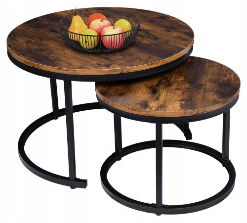  LoftInspired Galen coffee table round 70 x 70 x 47 cm aged oak