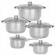 Rossner Autriche set de cuisine casseroles avec couvercles, acier inoxydable, 10 pièces.