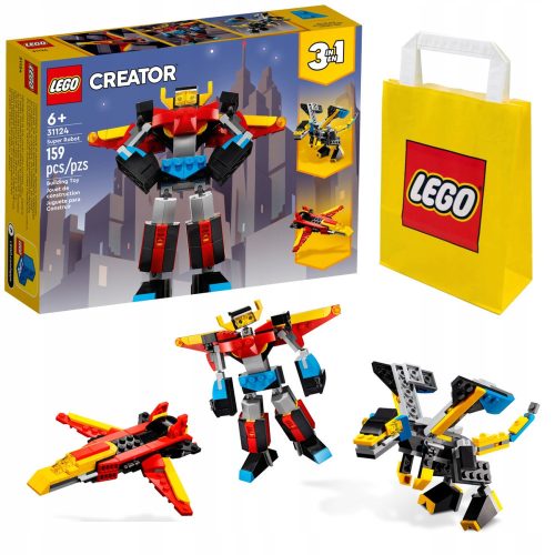  LEGO Creator 3 in 1 31124 Super Robot + LEGO Paper Bag 6315786 yellow 24x8x18 cm