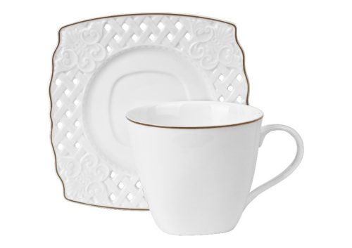 Cup and saucer for coffee and tea Veroni Lazar porcelain cup 220 ml 6-pcs.