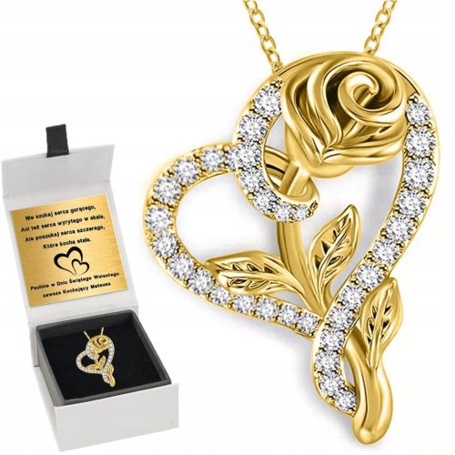  SILVER NECKLACE HEART ROSE FOR HER 925 ENGRAVING