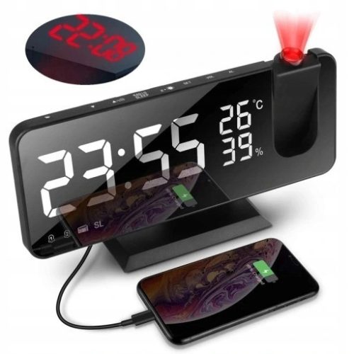 Clock for home alarm clock, black, 18.5 cm