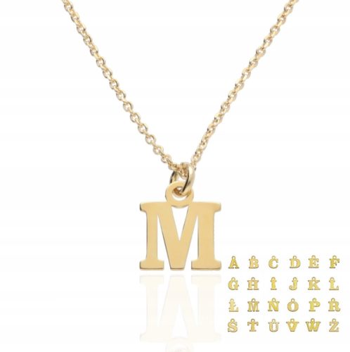  Gold Necklace chain letter with letter M 925 any letter 60 mm