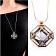  Necklace LONG gold chain crystal GRAPHITE