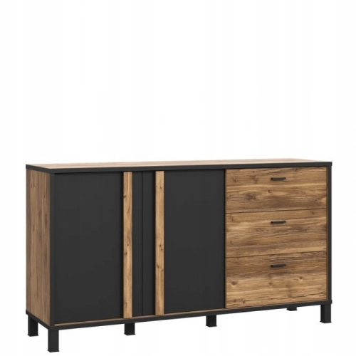  Forte HAYATO chest of drawers 154.5 x 42 x 85.2cm matt black