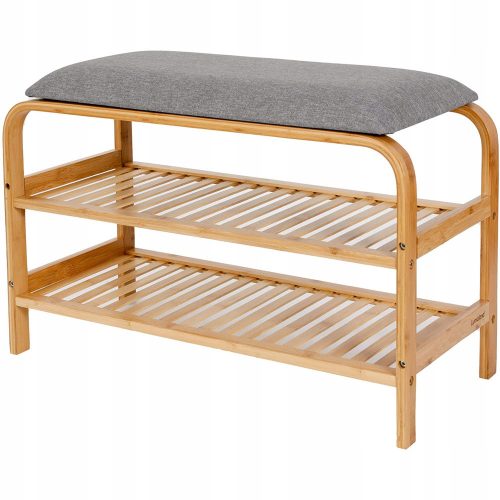  Étagère à chaussures en bambou, 69,5 x 30 x 45 cm, gris
