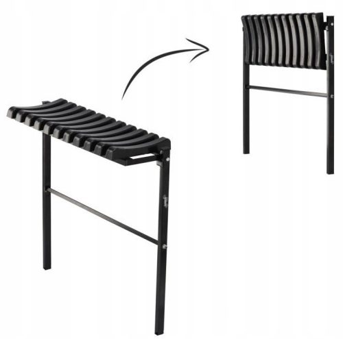 Foldable contemplative cemetery bench for the cemetery, 100 cm, black