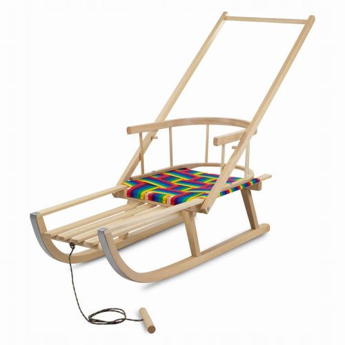  Wooden sled with backrest + seat + pusher