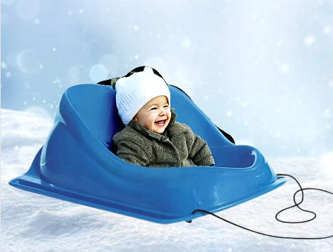  WINTER SLEDGE FOR SMALL CHILDREN WITH BACKREST STRAPS SAFE 1+ 2+