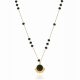  Necklace gift surgical steel with stone medallion onyx beads