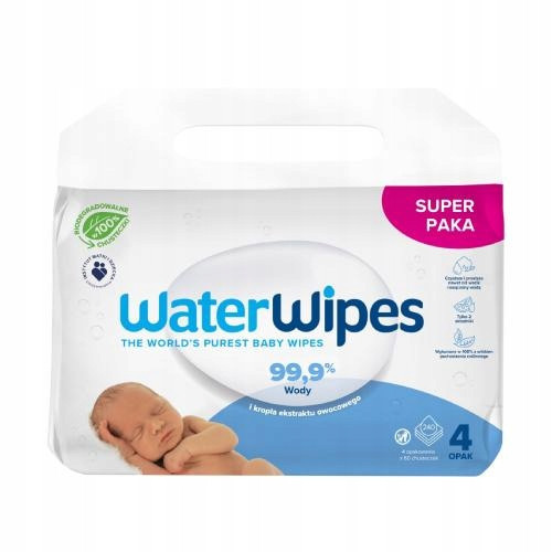  WaterWipes biodegradable wipes soaked in clean water 4x60pcs