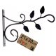  BLACK DECORATIVE FLOWER BED HANDLE, FORGED FLOWER HANGER, STEEL LEAVES