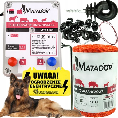 ELECTRIC SHEPHERD SET for DOGS, HORSES, DOGS, electric fence, mesh, INSULATOR