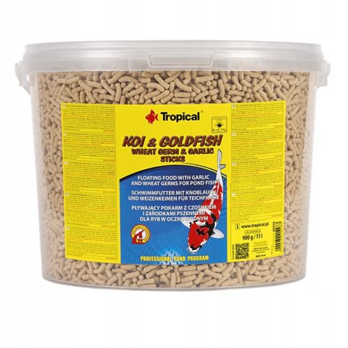  Tropical Koi & Goldfish Wheat Germ & Garlic Sticks Fish Food 11 l