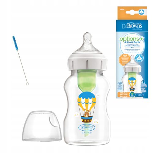  BOUTEILLE DR. BROWN'S 330ML OPTIONS+ AVEC SUCETTE LAPIN AVEC BALLONS