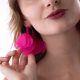  FLOWER earrings Boho with beads petals circles Fuchsia