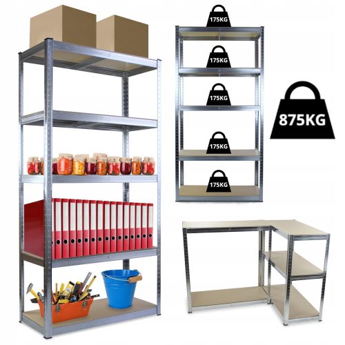  METAL STORAGE SHELF 5 SHELVES 180x90x40 875kg