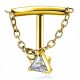  TITANIUM GOLD LABRET EARRING WITH EAR CHAIN HELIX ZIRCONIA 1.2/6