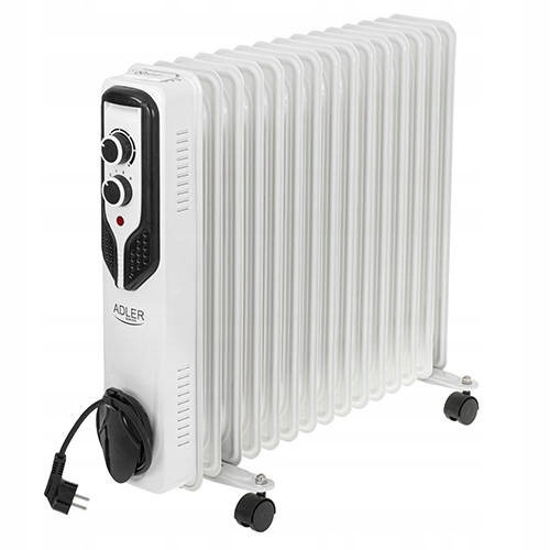  ELECTRIC OIL BATHROOM RADIATOR 2500W 15 FINS WITH THERMOSTAT