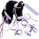  Headcollar/bridle with fur for Hobby horse, ,lunge,breastplate-a3-a4-a5-