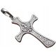  SILVER CROSS WITH PATRIOTIC EAGLE DOUBLE-SIDED DECORATION - 9 mm eyelet