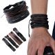  Men's LEATHER BRACELET strap 4in1adjustable