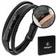  ENGRAVED leather bracelet MEN'S black braid GIFT 316L steel