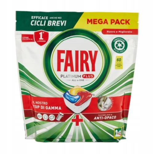  Fairy Platinum Plus Lemon All In One Dishwasher Tablets, 60 Tablets