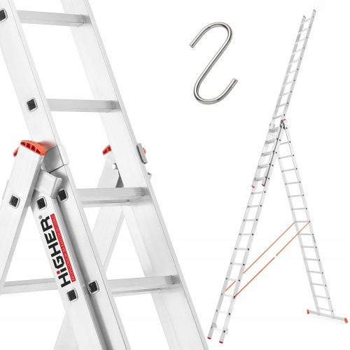 Higher ladder 11.54 m aluminum 3 x 15 to 150 kg